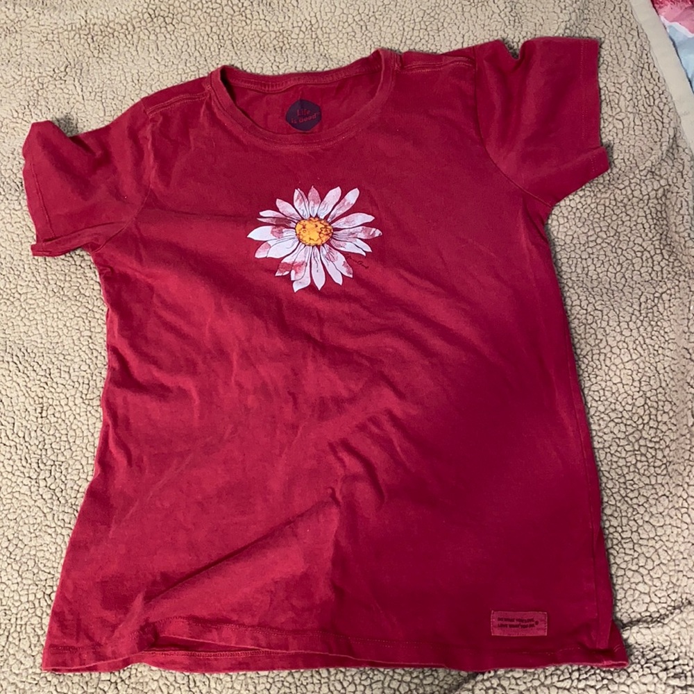Rustic burgundy daisy shirt